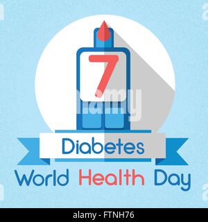 Goccia di sangue dal livello di glucosio il diabete glucometro Giornata Mondiale della Salute Illustrazione Vettoriale