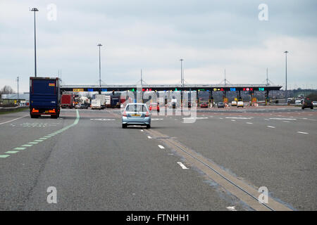 Severn Bridge pedaggi in Galles del Sud Foto Stock