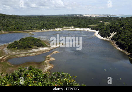 Vista laguna Genipabu nel Polo costa Dune Foto Stock