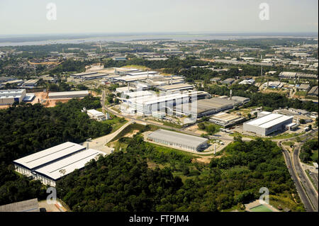 Vista aerea della città di Manaus il distretto industriale Foto Stock