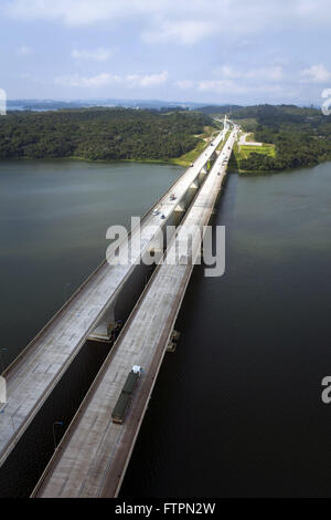 Vista aerea della sezione meridionale della Mario Covas beltway sulla diga di fatturazioni Foto Stock