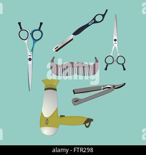 Elementi di barberia oggetti Illustrazione Vettoriale