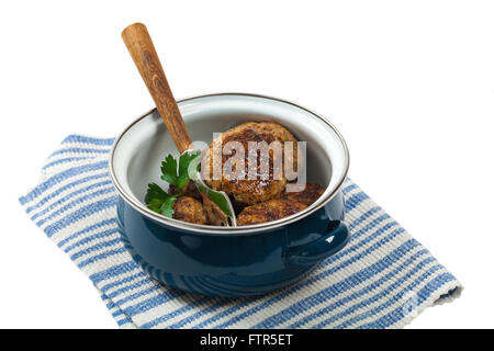 Piccole costolette di carne o salsiccia polpette Foto Stock