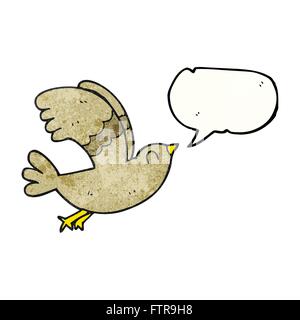 Freehand discorso bolla textured cartoon bird Illustrazione Vettoriale