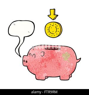 Freehand discorso bolla textured cartoon salvadanaio Illustrazione Vettoriale