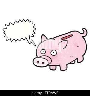 Freehand discorso bolla textured cartoon salvadanaio Illustrazione Vettoriale