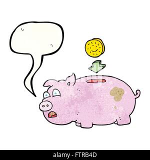 Freehand discorso bolla textured cartoon salvadanaio Illustrazione Vettoriale