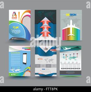 Disegno astratto template vettoriale set layout per rivista brochure flyer Copertina booklet relazione annuale in formato A4 Illustrazione Vettoriale