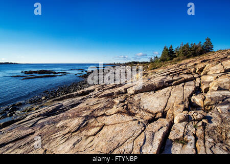 Il paesaggio costiero, Schoodic Peninsula, Parco Nazionale di Acadia, Maine, Stati Uniti d'America Foto Stock