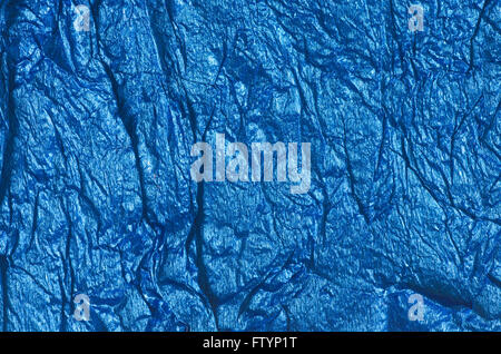 Colore blu accartocciata lamina metallica texture di sfondo Foto Stock
