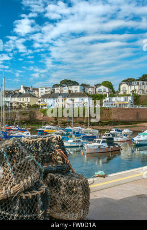 Trappole di aragosta presso il porto di pesca di Paignton, Torbay, Devon, Inghilterra, Regno Unito Foto Stock