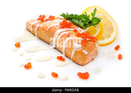 Bistecca di salmone alla griglia Foto Stock