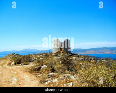 Cima di mount eros in Grecia HYDRA Foto Stock