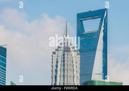 Torre di Jin Mao e Shanghai parola centro finanziario di Shanghai, Cina Foto Stock