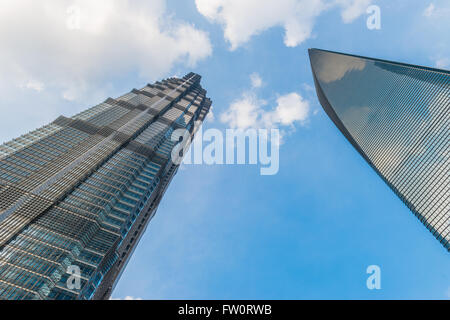 Torre di Jin Mao e Shanghai parola centro finanziario di Shanghai, Cina Foto Stock