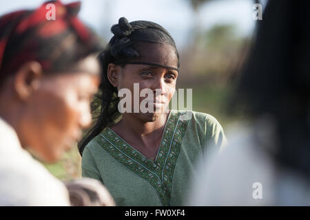 Il lago di Langano, Etiopia, ottobre 2013 gruppo femminile incontro di Woshe Kenan."Siamo preoccupati per la deforestazione e sono state piantando alberi.". Foto Stock