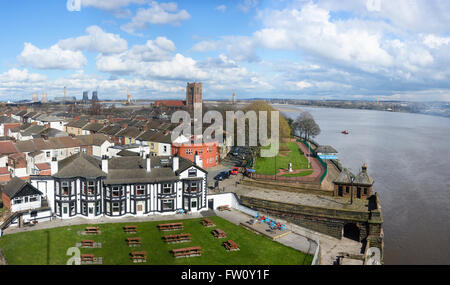 Mersey progetto Gateway - il nuovo Runcorn-Widnes bridgebeing costruito sul fiume Mersey dalla Cisgiordania, Widnes. Foto Stock