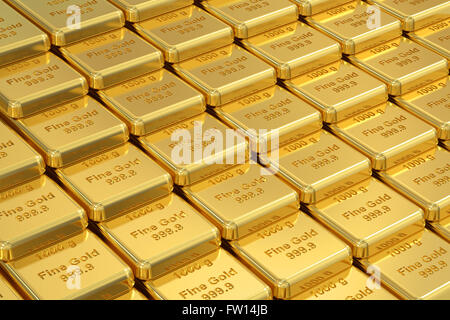 Real golden bar, rendering 3D Foto Stock