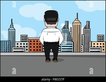 Business man visione per la smart city Illustrazione Vettoriale