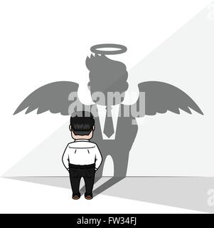 Uomo di business angel ombra Illustrazione Vettoriale