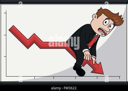 Business man freccia giù Illustrazione Vettoriale