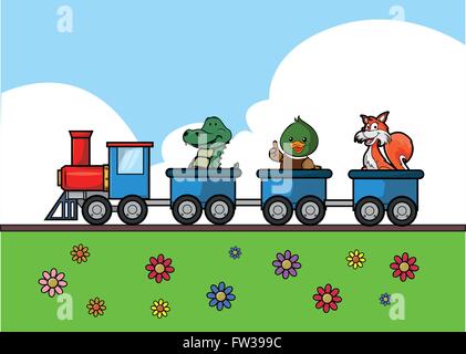 Animale che viaggia in treno Park Illustrazione Vettoriale
