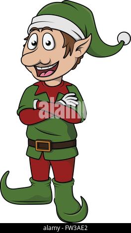 Elf Cartoon carino che pongono il natale Illustrazione Vettoriale