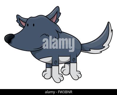 Wolf cartoon illustrazione isolato Illustrazione Vettoriale