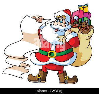 Santa Claus portando il dono Illustrazione Vettoriale