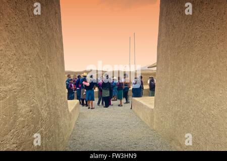 Il sito archeologico di Chan Chan nel nord della regione peruviana di La Libertad. È la più grande città precolombiana nella SOU Foto Stock