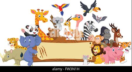 Cartoon animale con segno vuoto Illustrazione Vettoriale