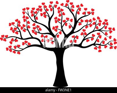 Amore stilizzato realizzato ad albero di cuori Illustrazione Vettoriale