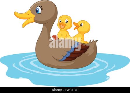 Cartoon anatre sullo stagno Illustrazione Vettoriale