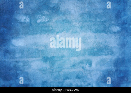 Immagine di un muro di mattoni dipinto di blu. Abstract background. Foto Stock