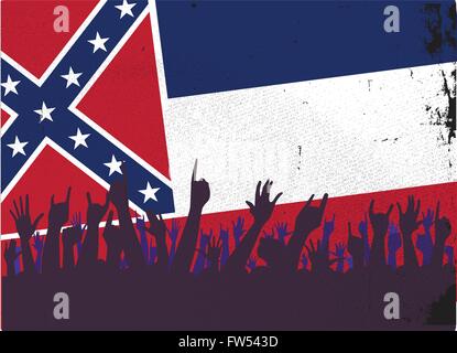 Udienza reazione felice con la Mississippi State bandiera sfondo Illustrazione Vettoriale