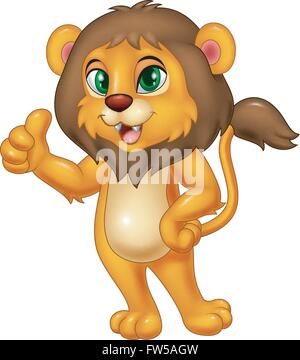 Cartoon lion dando pollice in alto Illustrazione Vettoriale
