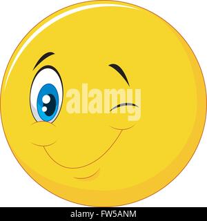 Emoticon felice cartoon con occhio lampeggiare sullo sfondo isolato Illustrazione Vettoriale