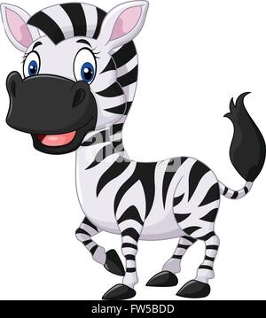 Carino baby zebra ponendo isolati su sfondo bianco Illustrazione Vettoriale
