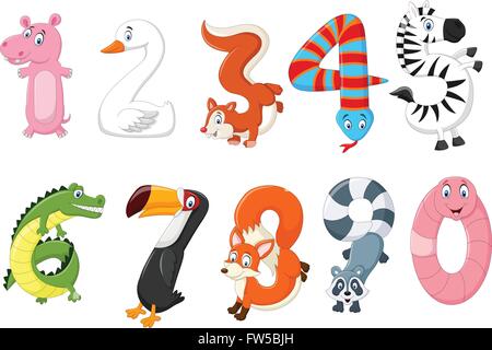 Illustrazione di un numero con un concetto di origine animale Illustrazione Vettoriale