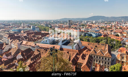 Antenna di Graz downtown cityscape, Austria Foto Stock