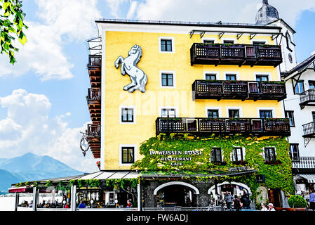 Hotel e ristorante 'Weißes Rössl', St. Wolfgang am Wolfgangsee, Austria; famoso per un musical Foto Stock