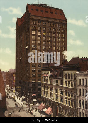 Masonic Temple Building, angolo tra state Street e Randolph Street, Chicago, Illinois, USA, Detroit Publishing Company, Stampa fotocromica, 1901 Foto Stock