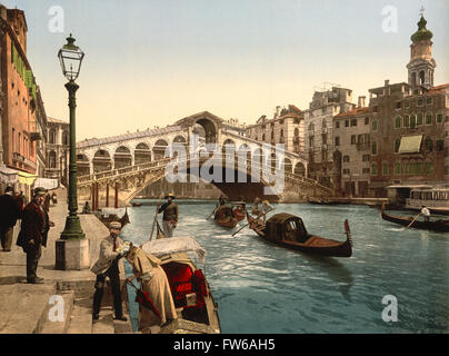 Il Ponte di Rialto, Venezia, Italia, Photochrome Stampa, circa 1900 Foto Stock