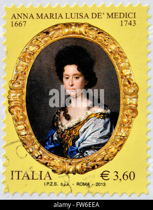 Italia - circa 2013: un timbro stampato in Italia mostra Anna Maria Luisa de' Medici, circa 2013 Foto Stock