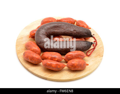 Salsicce e salsicce di sangue (chorizo y morcilla) Foto Stock