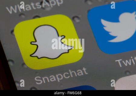 Snapchat app su un schermo di iphone Foto Stock