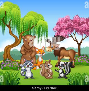 Felice di raccolta degli animali nella giungla Illustrazione Vettoriale