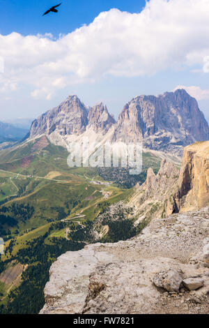 Vista sul Gruppo del Sasso Lungo delle Dolomiti Foto Stock