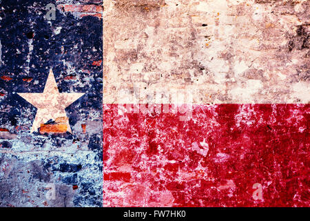 La bandiera del Texas, dipinta sul vecchio muro Foto Stock