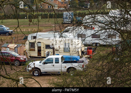 Il villaggio di meriden,west midlands,uk,detto di essere al centro dell'Inghilterra,dove un grande accampamento di zingari ha causato problemi. Foto Stock